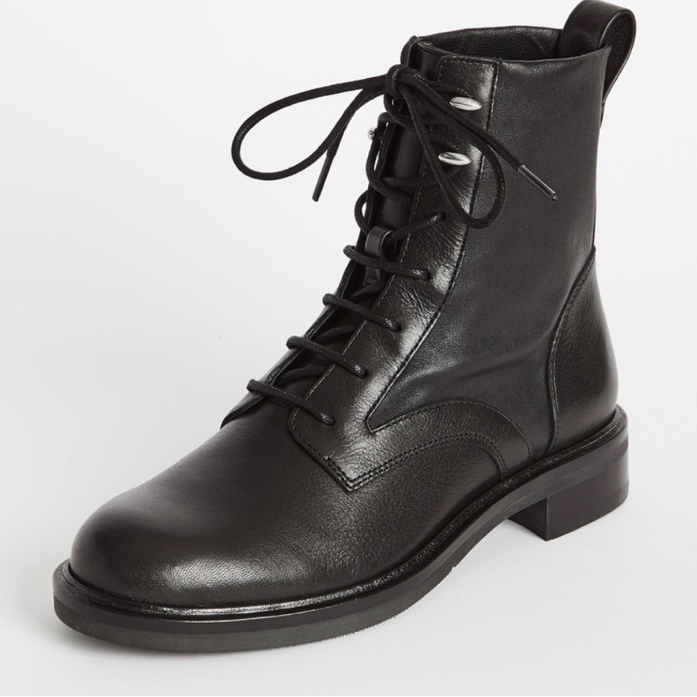 Rag & Bone Slayton Black Leather Lace-Up Boots